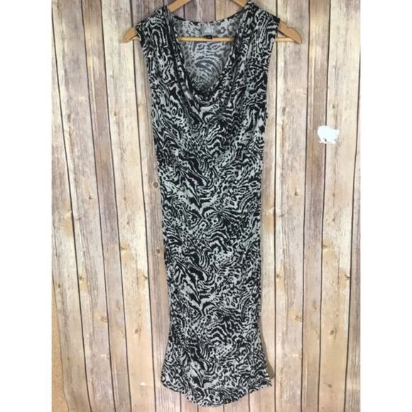 Topshop Maternity animal print bodycon dress cowl neck stretch US SIZE 6 - Picture 4 of 8
